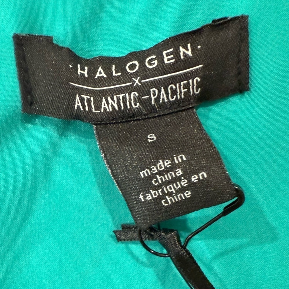 Halogen x Atlantic Pacific Croc Embossed Faux Leather Shift Dress S Teal - Picture 5 of 10